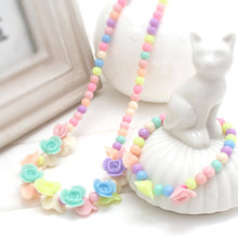 Load image into Gallery viewer, 1 Set Cute Girl's Gifts Children Princess Accessories Sets Mix Macaron Color Acrylic Beads Flower Necklace and Bracelet