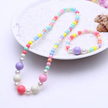 Load image into Gallery viewer, 1 Set Cute Girl's Gifts Children Princess Accessories Sets Mix Macaron Color Acrylic Beads Flower Necklace and Bracelet
