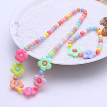 Load image into Gallery viewer, 1 Set Cute Girl&#39;s Gifts Children Princess Accessories Sets Mix Macaron Color Acrylic Beads Flower Necklace and Bracelet
