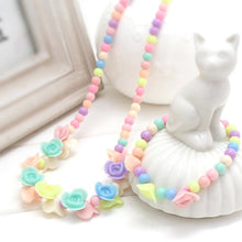 Load image into Gallery viewer, 1 Set Cute Girl&#39;s Gifts Children Princess Accessories Sets Mix Macaron Color Acrylic Beads Flower Necklace and Bracelet
