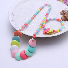 Load image into Gallery viewer, 1 Set Cute Girl&#39;s Gifts Children Princess Accessories Sets Mix Macaron Color Acrylic Beads Flower Necklace and Bracelet
