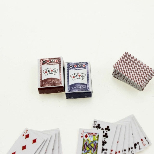 Mini Poker Playing Cards 1:12 Scale Dollhouse Furniture Miniature Living Room Table Accessories Cute Poker For Doll house