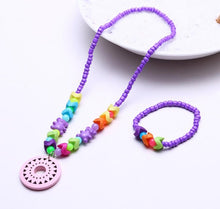 Load image into Gallery viewer, 1 Set Cute Girl&#39;s Gifts Children Princess Accessories Sets Mix Macaron Color Acrylic Beads Flower Necklace and Bracelet
