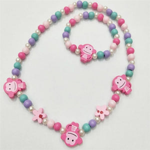 Girl Beads Toys Necklace+Bracelet Butterflies Flowers Baby Handmade Necklace Accessories Princess Children Birthday Gifts