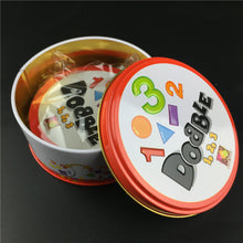 Load image into Gallery viewer, spot it and dobble card game table Board Game For Dobbles Kids Spot Cards It Go Camping Metal Tin Box SHALOM HALLOWEEN toys
