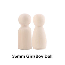 Load image into Gallery viewer, 10pc Wooden Doll 65mm-35mm Wooden Blank Peg Dolls Girl Boy DIY Unfinished Doll Maple Rodent Handmade Baby Product Christmas Gift
