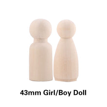 Load image into Gallery viewer, 10pc Wooden Doll 65mm-35mm Wooden Blank Peg Dolls Girl Boy DIY Unfinished Doll Maple Rodent Handmade Baby Product Christmas Gift
