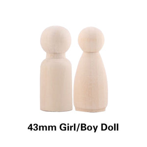 10pc Wooden Doll 65mm-35mm Wooden Blank Peg Dolls Girl Boy DIY Unfinished Doll Maple Rodent Handmade Baby Product Christmas Gift