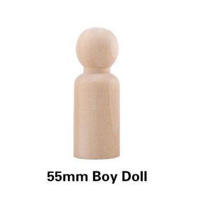 10pc Wooden Doll 65mm-35mm Wooden Blank Peg Dolls Girl Boy DIY Unfinished Doll Maple Rodent Handmade Baby Product Christmas Gift