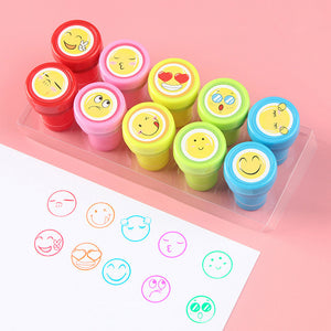 10pcs/Set Children Toy Stamps Cartoon Animals Fruits Traffic Smile Kids Seal For Scrapbooking Stamper DIY cartoon stamper Toys