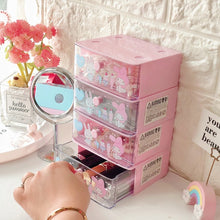 Load image into Gallery viewer, Lovely My Melody Twins Stars Storage Cabinet Drawer Cosmetics Makeup Stationery Organizer Plastic Organiser Drawers Storage Box
