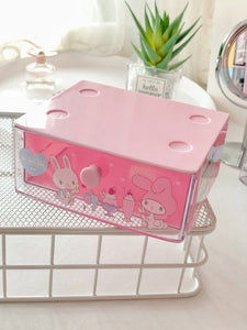 Lovely My Melody Twins Stars Storage Cabinet Drawer Cosmetics Makeup Stationery Organizer Plastic Organiser Drawers Storage Box