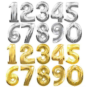 Gold Sliver 32 inch  0-9  Large Helium Digital Air Ballons Foil Children Festival Birthday Party for Kids Cartoon Hat Toys